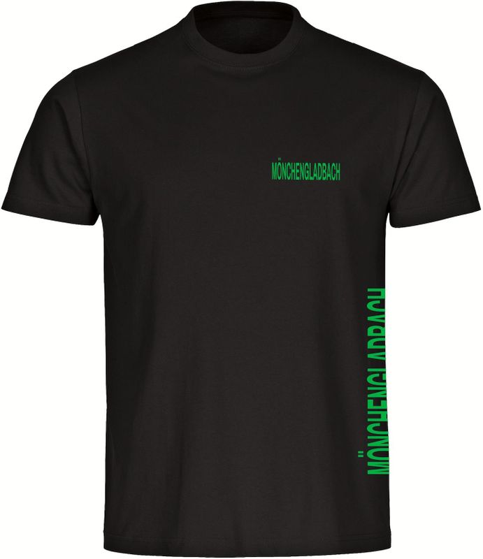 multifanshop Herren T-Shirt - Mönchengladbach - Brust & Seite - Druck grün - Männer