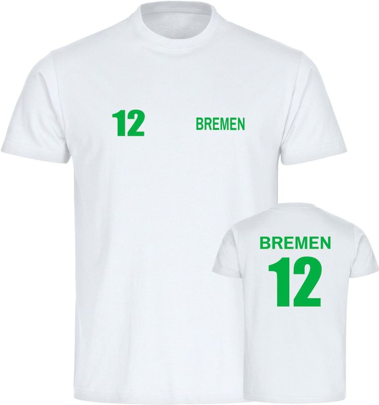 multifanshop Herren T-Shirt - Bremen - Trikot Nummer 12 - Druck grün - Männer