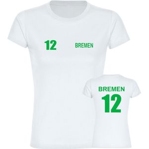 multifanshop Damen T-Shirt - Bremen - Trikot Nummer 12 - Druck grün - Frauen