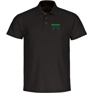 multifanshop Poloshirt - Bremen - Herzschlag - Druck grün - Polo