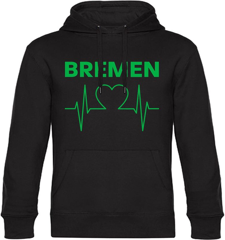 multifanshop Kapuzen Sweatshirt - Bremen - Herzschlag - Druck grün - Hoodie