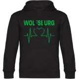 multifanshop Kapuzen Sweatshirt - Wolfsburg - Herzschlag - Druck grün - Hoodie