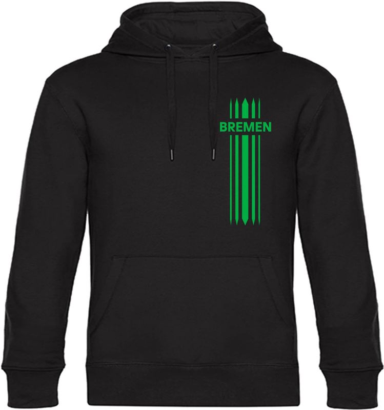 multifanshop Kapuzen Sweatshirt - Bremen - Streifen - Druck grün - Hoodie