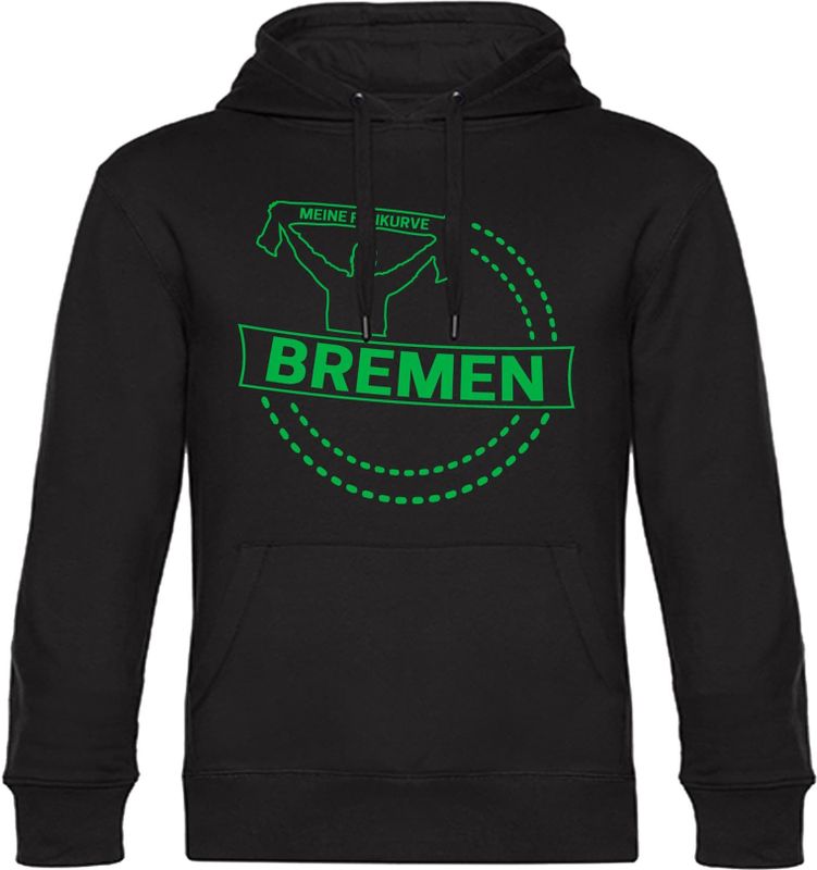 multifanshop Kapuzen Sweatshirt - Bremen - Meine Fankurve - Druck grün - Hoodie