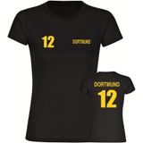 multifanshop Damen T-Shirt - Dortmund - Trikot Nummer 12 - Druck gelb - Frauen