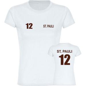 multifanshop Damen T-Shirt - St. Pauli - Trikot Nummer 12 - Druck braun - Frauen