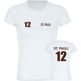 multifanshop Damen T-Shirt - St. Pauli - Trikot Nummer 12 - Druck braun - Frauen