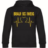 multifanshop Kapuzen Sweatshirt - Braunschweig - Herzschlag - Druck gelb - Hoodie