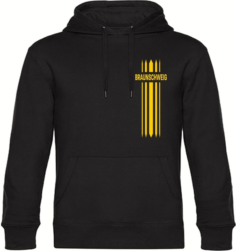 multifanshop Kapuzen Sweatshirt - Braunschweig - Streifen - Druck gelb - Hoodie