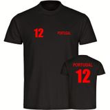 multifanshop Herren T-Shirt - Portugal - Trikot Nummer 12 - Druck rot - Männer