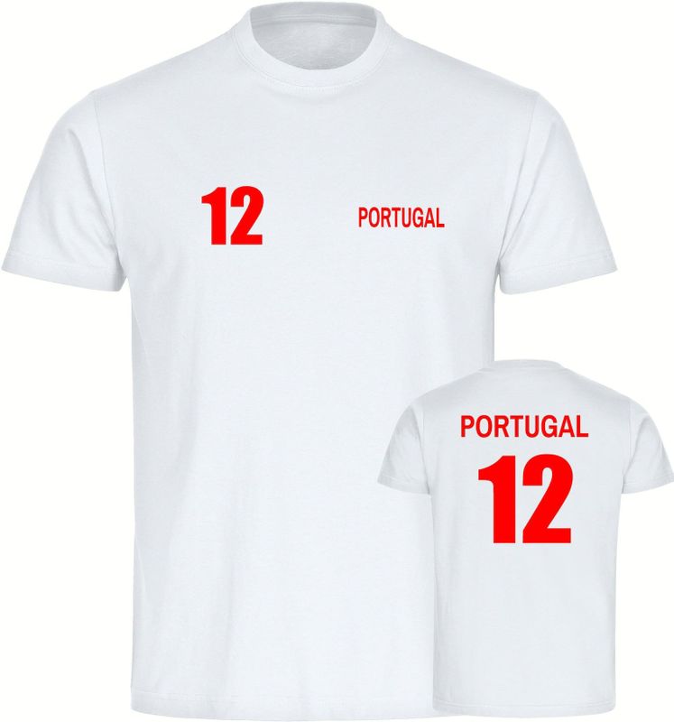 multifanshop Herren T-Shirt - Portugal - Trikot Nummer 12 - Druck rot - Männer
