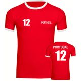 multifanshop Kontrast T-Shirt - Portugal - Trikot Nummer 12 - Druck weiß - Männer