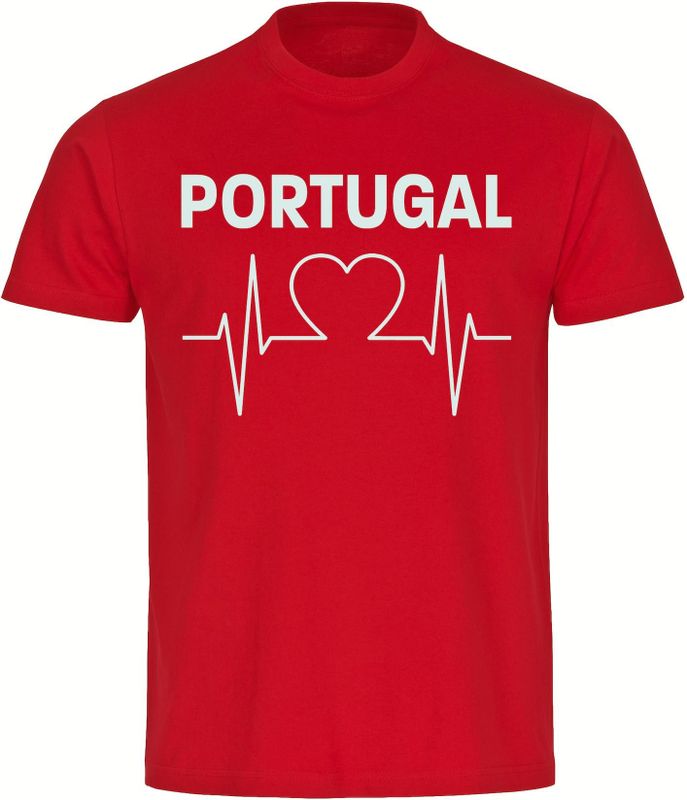 multifanshop Herren T-Shirt - Portugal - Herzschlag - Druck weiß - Männer