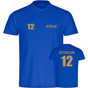 multifanshop Herren T-Shirt - Deutschland - Trikot Nummer 12 Gold - Druck gold metallic - Männer