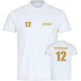 multifanshop Kinder T-Shirt - Deutschland - Trikot Nummer 12 Gold - Druck gold metallic - Kind