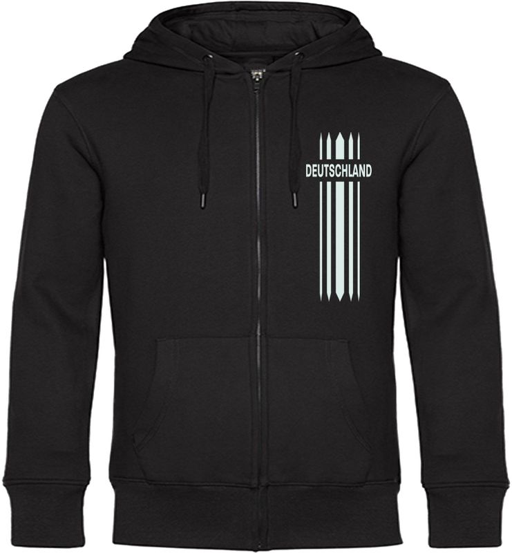 multifanshop Kapuzen Sweatshirt Jacke - Deutschland - Streifen - Druck weiß - Sweat
