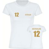 multifanshop Damen T-Shirt - Deutschland - Trikot Nummer 12 Gold - Druck gold metallic - Frauen