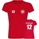 multifanshop Damen T-Shirt - Deutschland - Adler Retro Trikot 12 - Druck weiß - Frauen