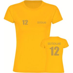multifanshop Damen T-Shirt - Deutschland - Trikot Nummer 12 Gold - Druck gold metallic - Frauen