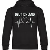 multifanshop Kapuzen Sweatshirt - Deutschland - Herzschlag - Druck weiß - Hoodie