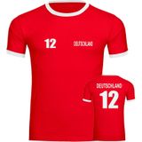 multifanshop Kontrast T-Shirt - Deutschland - Trikot Nummer 12 - Druck weiß - Männer