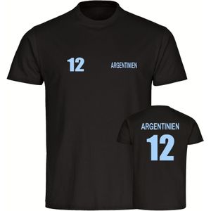 multifanshop Herren T-Shirt - Argentinien - Trikot Nummer 12 - Druck hellblau - Männer