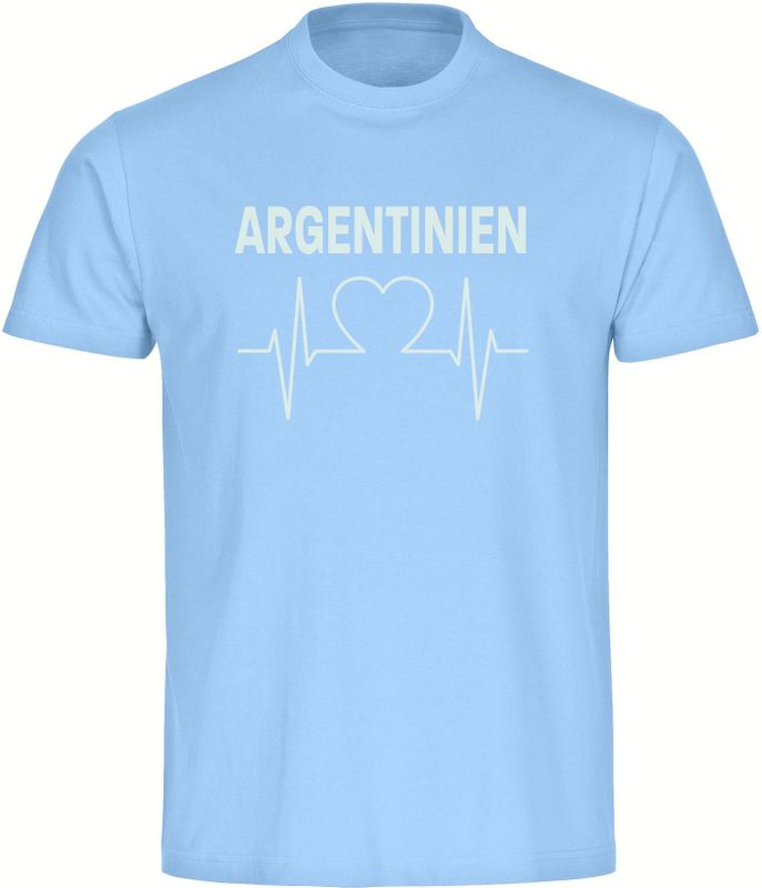 multifanshop Herren T-Shirt - Argentinien - Herzschlag - Druck weiß - Männer