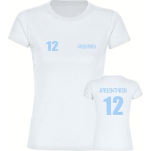 multifanshop Damen T-Shirt - Argentinien - Trikot Nummer 12 - Druck hellblau - Frauen
