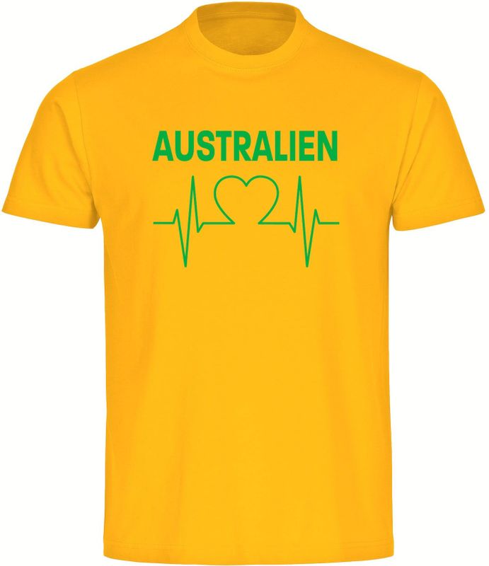 multifanshop Herren T-Shirt - Australien - Herzschlag - Druck grün - Männer