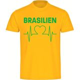multifanshop Kinder T-Shirt - Brasilien - Herzschlag - Druck grün - Kind