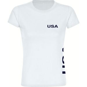 multifanshop Damen T-Shirt - USA - Brust & Seite - Druck navi - Frauen