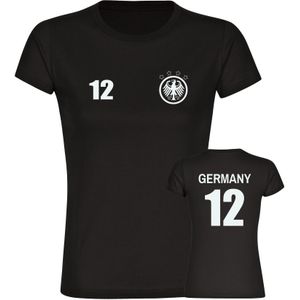 multifanshop Damen T-Shirt - Germany - Adler Retro Trikot 12 - Druck weiß - Frauen
