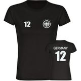 multifanshop Damen T-Shirt - Germany - Adler Retro Trikot 12 - Druck weiß - Frauen