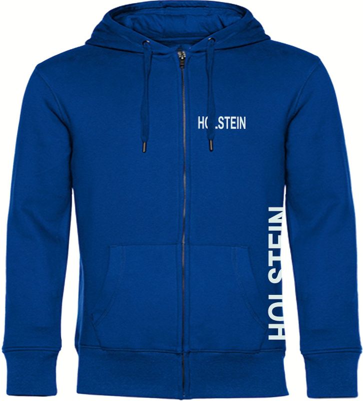multifanshop Kapuzen Sweatshirt Jacke - Holstein - Brust & Seite - Druck weiß - Sweat