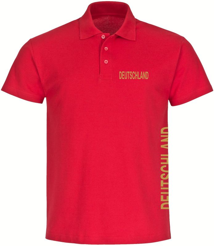 multifanshop Poloshirt - Deutschland - Brust & Seite Gold - Druck gold metallic - Polo