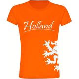 multifanshop Damen T-Shirt - Holland - Löwe seitlich - Druck weiß - Frauen