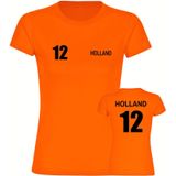 multifanshop Damen T-Shirt - Holland - Trikot Nummer 12 - Druck schwarz - Frauen