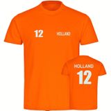 multifanshop Herren T-Shirt - Holland - Trikot Nummer 12 - Druck weiß - Männer