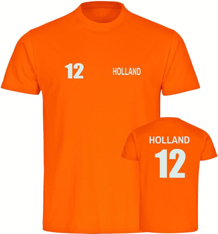 multifanshop Herren T-Shirt - Holland - Trikot Nummer 12 - Druck weiß - Männer