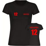 multifanshop Damen T-Shirt - Kroatien - Trikot Nummer 12 - Druck rot - Frauen