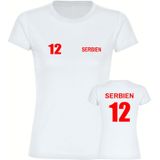 multifanshop Damen T-Shirt - Serbien - Trikot Nummer 12 - Druck rot - Frauen