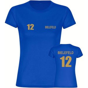 multifanshop Damen T-Shirt - Bielefeld - Trikot Nummer 12 gold - Druck gold metallic - Frauen