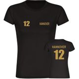 multifanshop Damen T-Shirt - Hannover - Trikot Nummer 12 gold - Druck gold metallic - Frauen