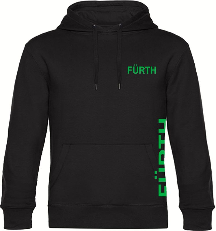 multifanshop Kapuzen Sweatshirt - Fürth - Brust & Seite - Druck grün - Hoodie