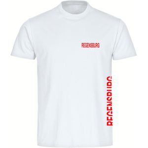 multifanshop Herren T-Shirt - Regensburg - Brust & Seite - Druck rot - Männer