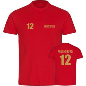 multifanshop Herren T-Shirt - Regensburg - Trikot Nummer 12 gold - Druck gold metallic - Männer
