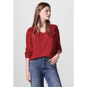 Street One Studio Dames Blouse met smokdetail in Rood, in size: 34
