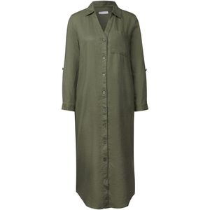 Street One Studio Dames Linnen midi-jurk in Groen, in size: 34