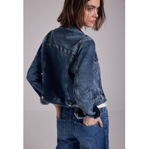 Korte Denim Jas - Blauw - Katoenmix Met Stretchgehalte