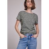 Street One - Studio - Dames Shirt - Groen - Katoenmix met Ruguitsnijding